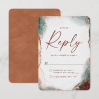 Abstract Terra Cotta Wedding RSVP Reply Card
