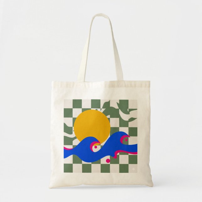 Abstract Terracotta Geometric Shapes Grid Poster Tote Bag (Front)