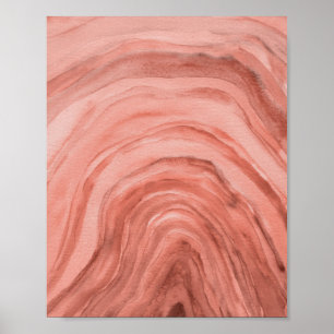 Abstract Terracotta Orange Agate II Watercolor Art Poster