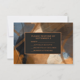 Abstract Terracotta RSVP Card Wedding Unique
