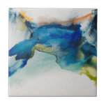 Abstract Terrain - Blue Ceramic Tile<br><div class="desc">Abstract Terrain II by Sisa Jasper. Unidentifiable shape made from deep blues,  greens,  and accent colours.</div>