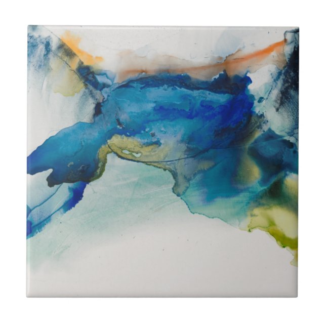 Abstract Terrain - Blue Ceramic Tile (Front)