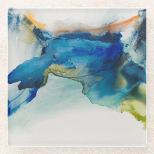 Abstract Terrain - Blue Glass Coaster