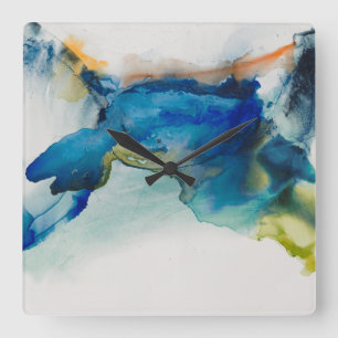 Abstract Terrain - Blue Square Wall Clock