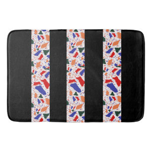 Abstract Terrazzo Hand Drawn Colourful Pattern Bath Mat
