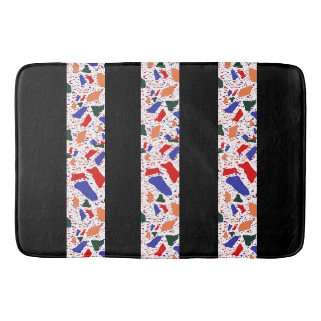 Abstract Terrazzo Hand Drawn Colourful Pattern Bath Mat (Front)