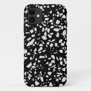Abstract Terrazzo Mosaic Black and White Pattern iPhone 11 Case