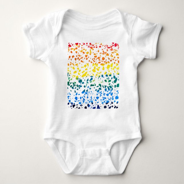 Abstract Terrazzo Mosaic Colourful Rainbow Pattern Baby Bodysuit (Front)