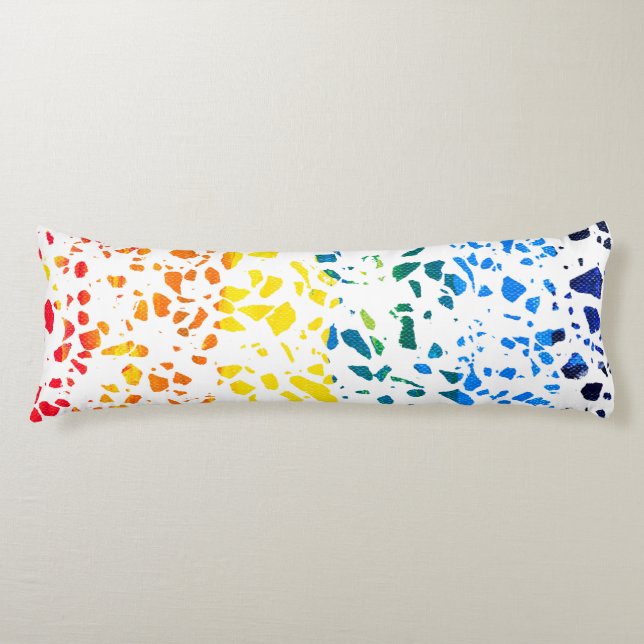 Abstract Terrazzo Mosaic Colourful Rainbow Pattern Body Cushion (Front)