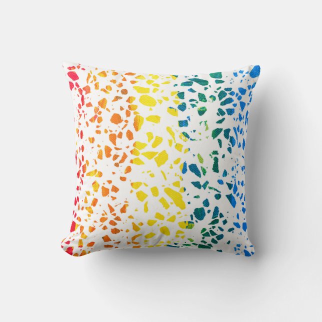 Abstract Terrazzo Mosaic Colourful Rainbow Pattern Cushion (Front)