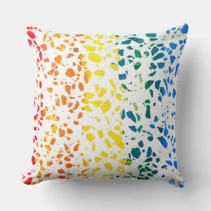 Abstract Terrazzo Mosaic Colourful Rainbow Pattern Cushion