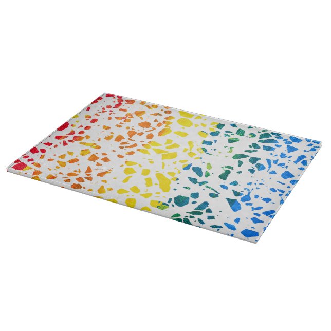 Abstract Terrazzo Mosaic Colourful Rainbow Pattern Cutting Board (Corner)