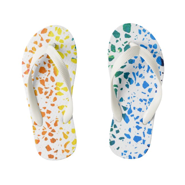 Abstract Terrazzo Mosaic Colourful Rainbow Pattern Kid's Thongs (Footbed)