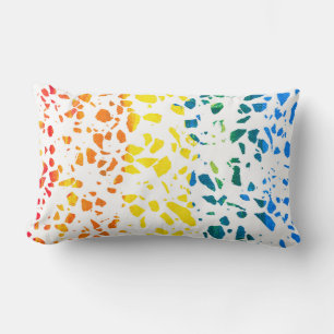 Abstract Terrazzo Mosaic Colourful Rainbow Pattern Lumbar Cushion