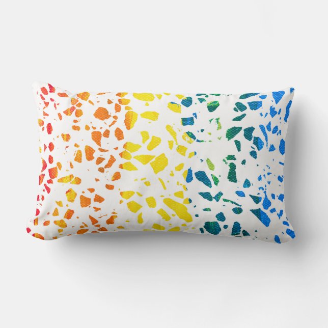 Abstract Terrazzo Mosaic Colourful Rainbow Pattern Lumbar Cushion (Front)