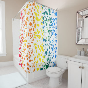 Abstract Terrazzo Mosaic Colourful Rainbow Pattern Shower Curtain