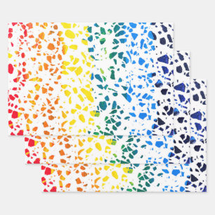 Abstract Terrazzo Mosaic Colourful Rainbow Pattern Wrapping Paper Sheet