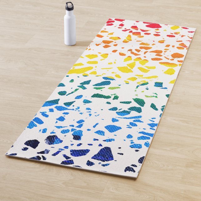 Abstract Terrazzo Mosaic Colourful Rainbow Pattern Yoga Mat (In Situ)