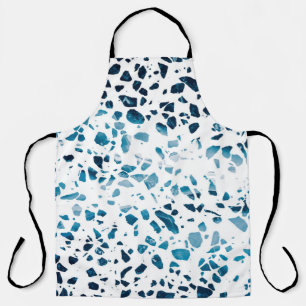 Abstract Terrazzo Mosaic Navy & Light Blue Pattern Apron