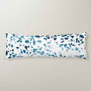 Abstract Terrazzo Mosaic Navy & Light Blue Pattern Body Cushion