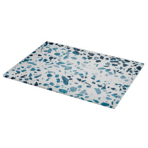 Abstract Terrazzo Mosaic Navy & Light Blue Pattern Cutting Board
