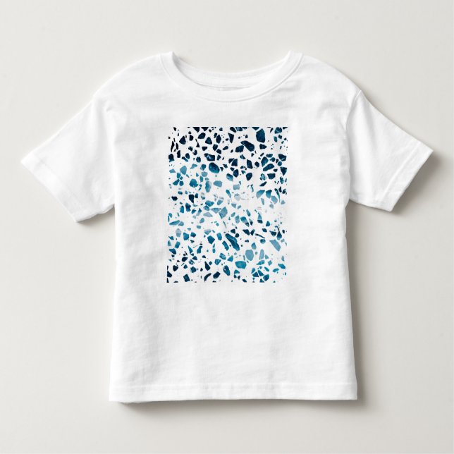 Abstract Terrazzo Mosaic Navy & Light Blue Pattern Toddler T-Shirt (Front)