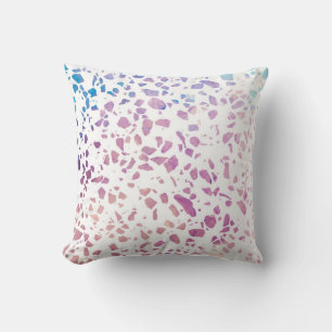 Abstract Terrazzo Mosaic Pink & Blue Pattern  Cushion