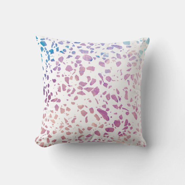Abstract Terrazzo Mosaic Pink & Blue Pattern  Cushion (Front)