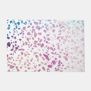 Abstract Terrazzo Mosaic Pink & Blue Pattern Doormat