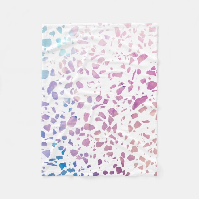 Abstract Terrazzo Mosaic Pink & Blue Pattern Fleece Blanket (Front)