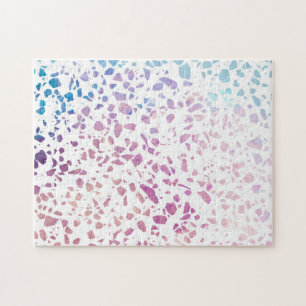 Abstract Terrazzo Mosaic Pink & Blue Pattern Jigsaw Puzzle