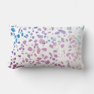 Abstract Terrazzo Mosaic Pink & Blue Pattern  Lumbar Cushion