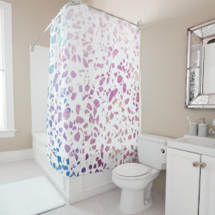 Abstract Terrazzo Mosaic Pink & Blue Pattern  Shower Curtain