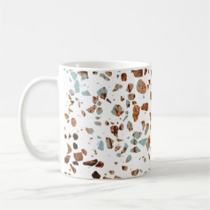 Abstract Terrazzo Mosaic Rust Brown & Blue Pattern Coffee Mug