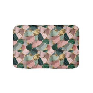 Abstract Terrazzo Pattern with Gold Accents Bath Mat
