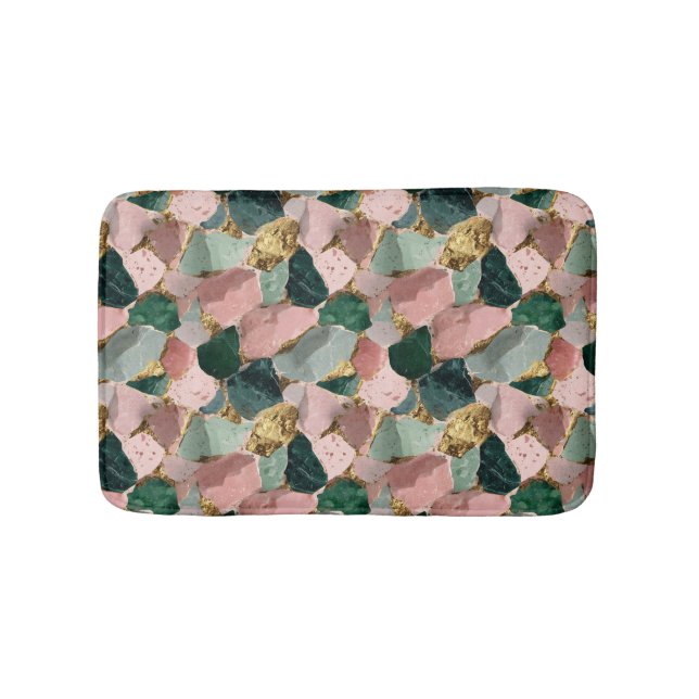 Abstract Terrazzo Pattern with Gold Accents Bath Mat (Front)
