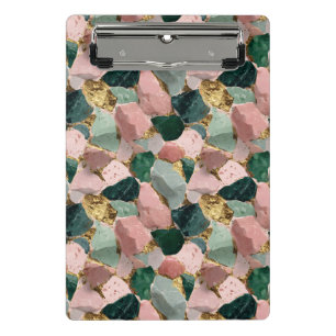 Abstract Terrazzo Pattern with Gold Accents Mini Clipboard