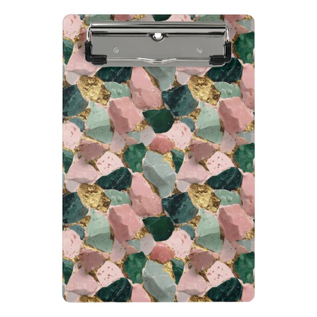 Abstract Terrazzo Pattern with Gold Accents Mini Clipboard (Front)