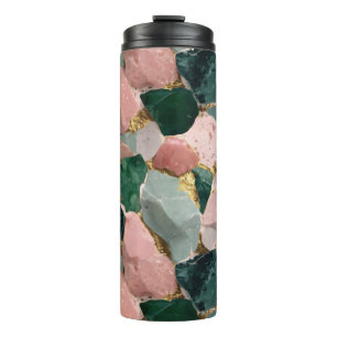 Abstract Terrazzo Pattern with Gold Accents Thermal Tumbler
