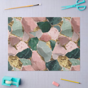 Abstract Terrazzo Pattern with Gold Accents Tissue Paper