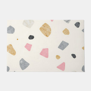 Abstract Terrazzo Pink Gray Gold Pattern Doormat