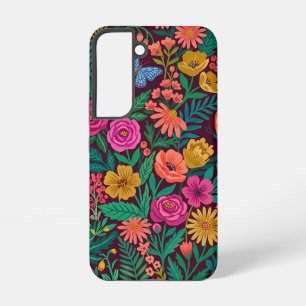 Abstract Textile Floral Butterflies Samsung Cases