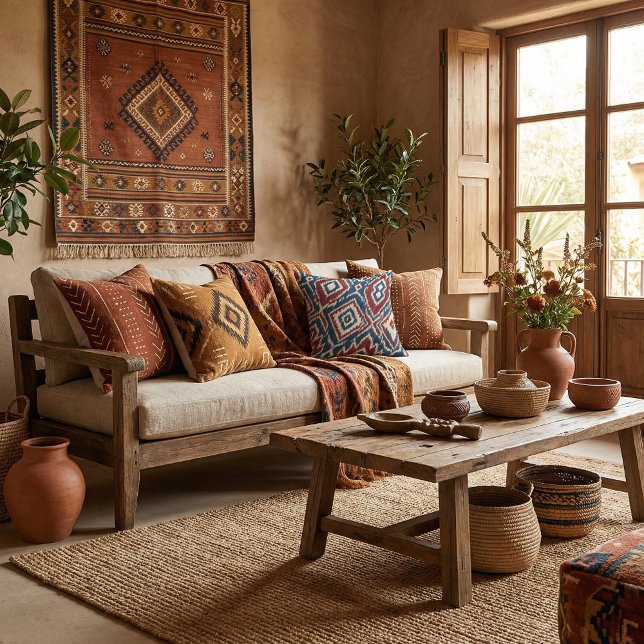 Abstract textile retro geometric pattern   cushion (Creator Uploaded)