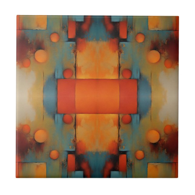 Abstract Textural Art: Nature concept art colours Ceramic Tile (Front)