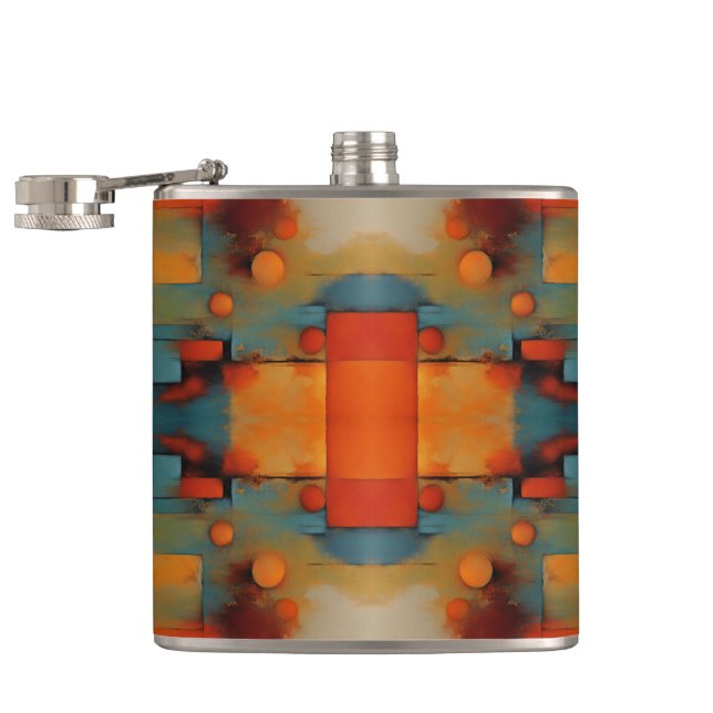 Abstract Textural Art: Nature concept art colours Hip Flask (Opened)
