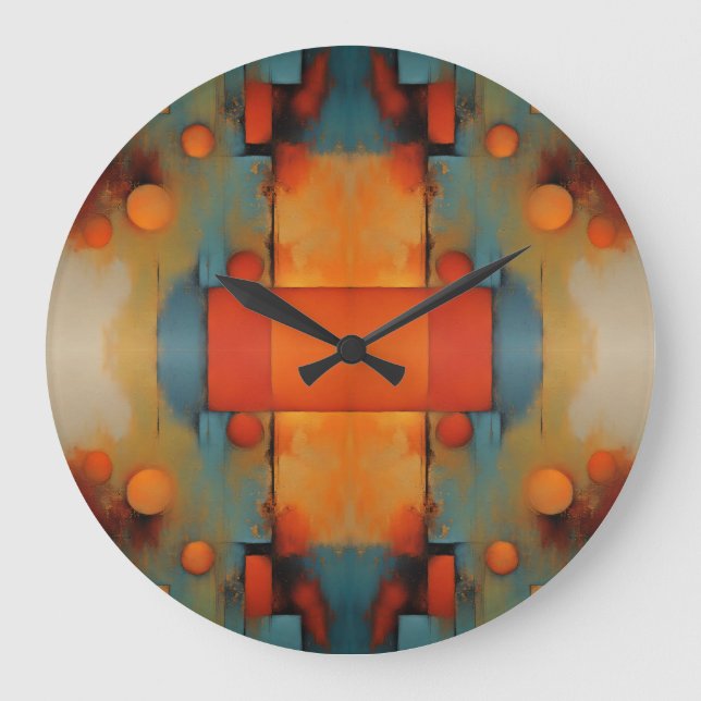 Abstract Textural Art: Nature concept art colours Large Clock (Front)