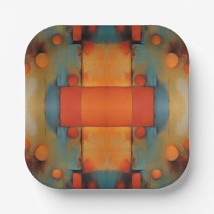 Abstract Textural Art: Nature concept art colours Paper Plate