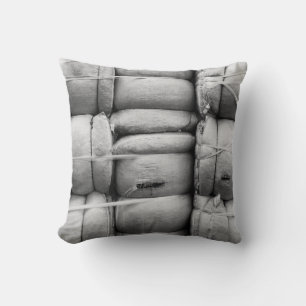 Abstract Texture Black and White Sacks Cushion