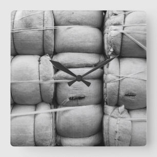Abstract Texture Black and White Sacks Square Wall Clock