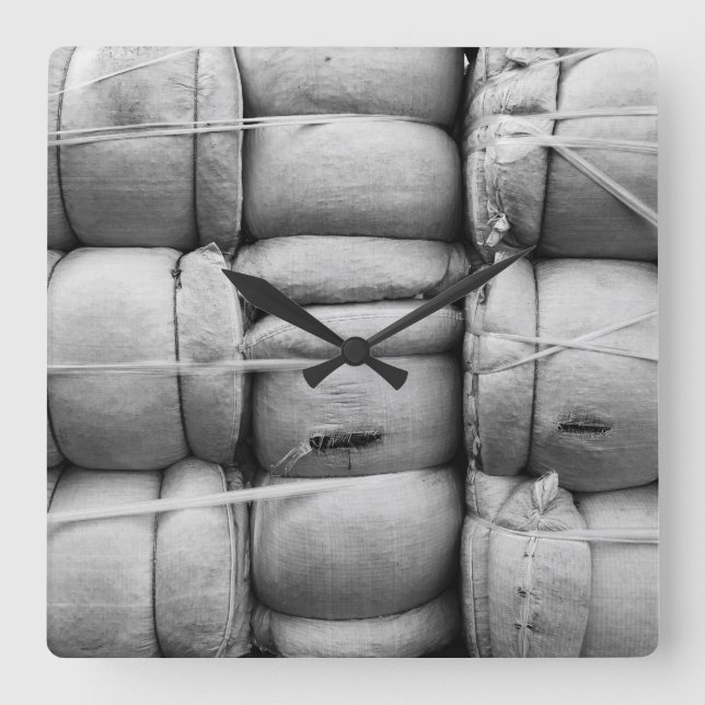 Abstract Texture Black and White Sacks  Square Wall Clock (Front)